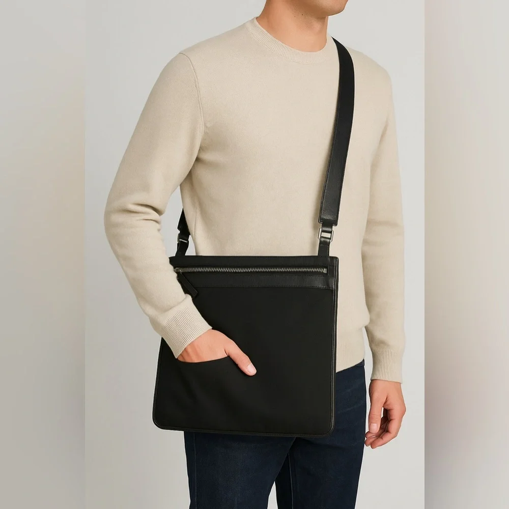 GUCCI GG Supreme Shoulder Nylon‎ Leather Trimmed Messenger 92560